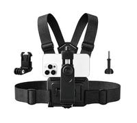 Lupholue Sangle de poitrine pour téléphone avec base rembourrée rotative à 360° et harnais élastique réglable pour enregistrement POV/VLOG, compatible avec iPhone, Samsung, DJI Insta360, GoPro et la