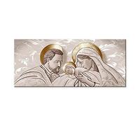 Lupia - Tableau Moderne sur Toile Thème Sacre Famille, Impression Haute Résolution, Cadre Écologique en Bois, Décoration Murale Polyvalente, Fabriqué en Italie, Marron, 52x122 cm, Bois