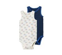 LUPILU® Lot de 2 bodies bébé (blanc-bleu)
