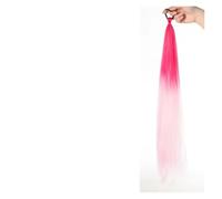 LUPU - Extension queue de cheval synthétique avec bandeau élastique, 26 pouces longueur, tresses colorées lisses ombrées rose violet bleu(56)