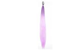 LUPU - Extension queue de cheval synthétique avec bandeau élastique, 26 pouces longueur, tresses colorées lisses ombrées rose violet bleu(57)
