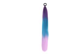 LUPU - Extension queue de cheval synthétique avec bandeau élastique, 26 pouces longueur, tresses colorées lisses ombrées rose violet bleu(85)