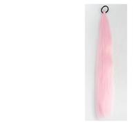 LUPU - Extension queue de cheval synthétique avec bandeau élastique, 26 pouces longueur, tresses colorées lisses ombrées rose violet bleu(4)