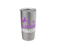 LUPUS WARRIOR Papillons violets et ruban dans la poche Gobelet isotherme en acier inoxydable double paroi