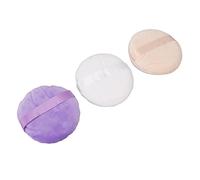 Luqeeg 3 Pièces Houppette à Poudre, Grands Tampons de Maquillage Ronds en Velours Super Doux, Tampons de Maquillage avec Poignée en Ruban, Idéaux pour les Types de Peau