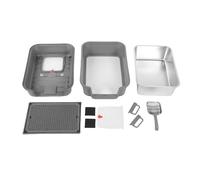 Luqeeg Bac à Litière Anti-Odeurs pour éviter Les Odeurs et Les Fuites Panier de Transport pour Chat Base en Acier Inoxydable Entrée Frontale et Sortie par Le Haut pour Grands Félins (Gris Clair)