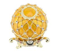 Luqeeg Boîte à Bijoux à Charnière en Forme D'œuf Boîte Joaillerie Vintage Peinte la Main Style œuf Fabriquée avec Soin en Alliage de Zinc Scintillants pour Colliers et Petits Bijoux