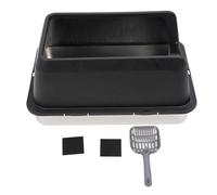 Luqeeg Boîte à Litière en Acier Inoxydable Anti-tourment Les Côtés Hauts avec Entrée Supérieure pour Minimiser Le Suiviune Litière de Chats Très Grande pour Les Grands Chats (Black)