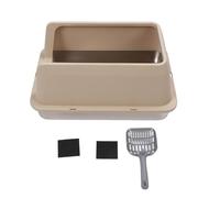 Luqeeg Boîte à Litière en Acier Inoxydable Anti-tourment Les Côtés Hauts avec Entrée Supérieure pour Minimiser Le Suiviune Litière de Chats Très Grande pour Les Grands Chats (Kaki)