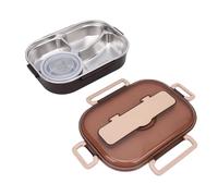 Luqeeg Boîte à Lunch 1,5 L Acier Inoxydable Boîte Bento Étanchéité avec Bol à Soupe et 4 Compartiments Idéale pour les Collations pour Hommes Femmes Bureau École (Noir Kaki)