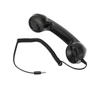 Luqeeg Combiné de Téléphone Rétro, Récepteur de Téléphone Portable Résistant aux Radiations avec Bouton de Réponse à une Touche, Prise Sonore de 3,5 Mm, Performances Stables, pour (BLACK)