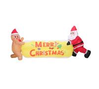 Luqeeg Décorations de Noël d'Extérieur, Père Noël Gonflable Pain d'Épices, Couleurs Vives aux Intempéries Jolie Décoration Jardin Gonflable pour Intérieur et Extérieur (B)