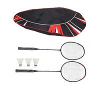 Luqeeg Ensemble de Raquettes de Badminton, 2 Raquettes en Carbone-Aluminium pour L'attaque et la Défense, Comprenant 2 Volants, 1 Sac de Transport, Matériel D'entraînement (Noir Rouge)