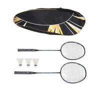 Luqeeg Ensemble de Raquettes de Badminton, 2 Raquettes en Carbone-Aluminium pour L'attaque et la Défense, Comprenant 2 Volants, 1 Sac de Transport, Matériel D'entraînement (Bleu Noir)
