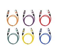 Luqeeg Ensemble de Six Couleurs 1m XLR Fil de Connexion, PVC épais en Alliage de Zinc, Cuivre plaqué Argent Broches, Effet de Transfert, Feuille D'aluminium, tressé Blindage pour
