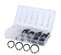 Luqeeg Kit de Clips E 300 Pièces, Assortiment de Bagues de Retenue à Circlips Externes avec étui de Rangement en Plastique pour Arbres, Engrenages, Roulements