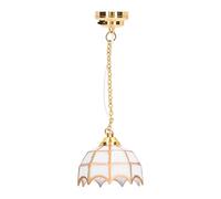 Luqeeg Lampe de Maison de Poupée, Modèle de Plafonnier 1:12, Lampe de Table LED à Piles, Accessoires de Maison de Poupée, Lampe Américaine Swag, Plafonnier Suspendu