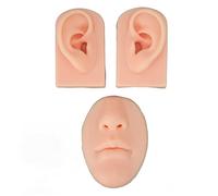 Luqeeg Modèle d'oreille en Silicone Souple, Modèle 3D Flexible de Nez et de Bouche pour la Pratique de la Suture, Ensemble D'accessoires D'affichage de Simulation de Modèle(1#)