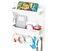 Luqeeg Organisateur de L'étagère de Chevet, Porte-Rangement à Montage Mural avec Crochets Bâton sur Le Mur du Dortoir pour Les Verres Accessoires de Chargeur de Téléphone à Distance, sans (White)