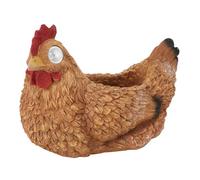Luqeeg Pot de Fleurs en Forme de Poule avec Lumière Solaire à Détection Automatique de Lumière, Pots de Plantes Amusants pour Décorations de Maison Intérieures et Extérieures (Brown)