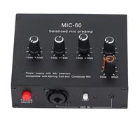 Luqeeg Préampli Microphone, DC5-12V Interface 3.5MM 6.5MM XLR Gain 60DB Alimentation Fantôme 48V Dynamique Condensateur Amplificateur Micro, Booster Micro pour Studios Domestiques