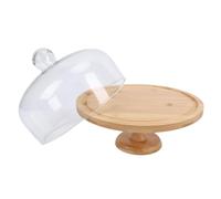 Luqeeg Présentoir À Gâteaux en Bois avec Couvercle Grand Plateau de 30 CM avec Couvercle Bombé Plateau de Service Multifonction Grande Cloche en Verre pour Fromages Chips Nachos