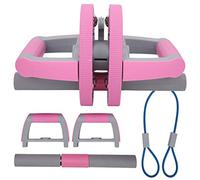 Luqeeg Rouleau Abdominal ， Fitness Compact des Matériaux PP Ensemble de Roues Abdomen Détachable équipement D'entraînement de Base Portable Soutenir le Masseur à Balle en Acier Haltère (PINK)