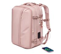 Luqeeg Sac à Dos Compressible sous Vide de 48 cm (19 Pouces), Imperméable Sac à Dos Cabine avec Cadenas Antivol à Combinaison Sac de Voyage sous Vide pour Voyages d'Affaires (PINK)