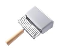 Luqeeg Scoop de Litière pour Chats, Cuillère en Métal avec Pelle Profonde et Poignée Longue, Scoop de Litière pour Chaton Tamisante avec Poignée en Bois pour Les Petits ou Grands Chats (Gray)