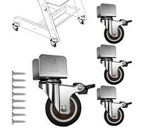 LuQiBabe Lot de 4 roues de chaise haute en métal pour bébé avec rotation à 360° compatibles avec les chaises hautes Stokke Tripp Trapp, roulettes silencieuses de 5,1 cm avec supports en acier et 8 vis