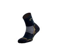 Lurbel Camino Four, chaussettes sans couture, chaussettes de marche, chaussettes de randonnée, respirantes et chaussettes unisexes., Bleu marine/jaune, L