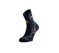 Lurbel Tierra Peregrino Chaussettes respirantes Anti-ampoules et anti-odeurs Chaussettes de marche Unisexe, Bleu marine/jaune, M