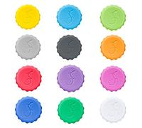 Lurch 210228 Set de bouchons couronne, 12 couleurs différentes, en silicone platine 100% sans BPA , Couleurs Assorties