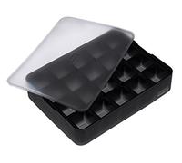 Lurch 240705 Moule à glace « Cubes » en silicone platine 100% sans BPA avec couvercle pour 20 glaçons (3 x 3 cm), noir, 6,3 x 15,3 x 20,3 cm