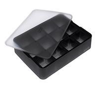 Lurch 240710 Ice Former Cubes/Machine à glace 100% silicone platine sans BPA avec couvercle pour 12 glaçons (4 x 4 cm), noir, 6,5 x 15,5 x 20,5 cm