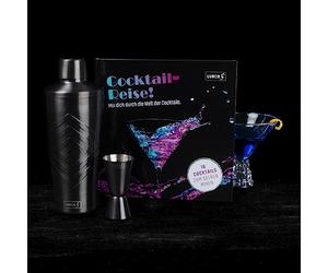 Lurch 240798 Set à Cocktail 3 pièces avec Shaker à Cocktails, Jigger/doseur et Livre de Cocktails