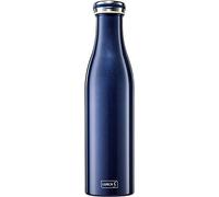 Lurch 240862 Bouteille isotherme à double paroi en acier inoxydable pour boissons chaudes et froides Bleu métallisé 0,75 l
