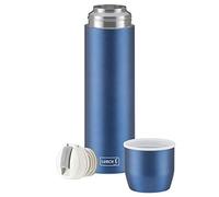Lurch 240914 Bouteille isotherme en acier inoxydable à double paroi avec gobelet Bleu denim 0,45 l