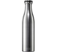 Lurch 240964 Bouteille isotherme pour boissons chaudes et froides en acier inoxydable sablé à double paroi Argenté 0,75 l
