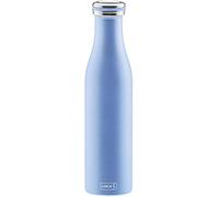 Lurch Bouteille isotherme en acier inoxydable à double paroi pour boissons chaudes et froides Perlé/bleu