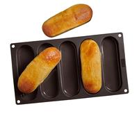 Lurch FlexiForm 85093 Hot Dog Buns L Baking Mould for 5 Buns Silicone Brown Larg