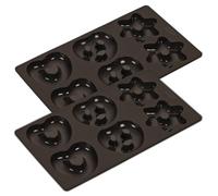 Lurch FlexiForm Lot de 2 moules à biscuits pour pain d'épices (bretzels, cœurs, étoiles) - 17 x 30 cm - 100% silicone platine sans BPA - Marron