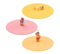 LURCH Mein Couvercles Beach Friends Tina Tennis, Dave Dune et Sam Seagull - 3 couvercles en silicone pour verres, sans BPA, passent au lave-vaisselle, réutilisables, en silicone