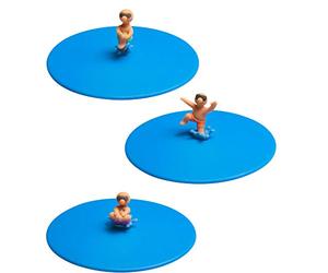 Lurch Mein Splash Lot de 3 couvercles en 100% silicone platine sans BPA, diamètre 10,5 cm, bleu