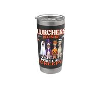 Lurchers Parce que les gens sont effrayants et effrayants, l'amour des chiens d'Halloween Gobelet isotherme en acier inoxydable double paroi