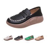 Lurebest Chaussures for femme, mocassins correcteurs en cuir de vache pur à semelle souple, chaussures de marche orthopédiques Lurebest for femme, chaussures de marche légères et antidérapantes ( Colo