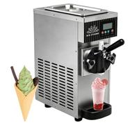 LURECAQING Machine à Glace Soft à l'Italienne de Comptoir Professionnelle 4-5 L/H, Bac 2,5 L, Cylindre 1 L, Compresseur 450 W, Écran LCD, Auto-Nettoyage, pour Café, Glacier, Food Truck Grey