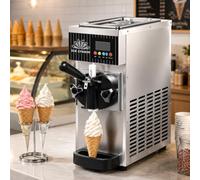 LURECAQING Machine Professionnelle à Glace à l'Italienne, 4-5 L/H, Compact en Acier Inoxydable, Bac 2,5 L, Écran LCD, Réglage de la Dureté, Idéale pour Glacier, Snack, Buvette et Food Truck Grey