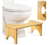 Lureon Tabouret Toilette Pliable en Bois de Bambou, Marche Pied Toilette Adulte, Tabouret WC Ergonomique pour la Salle de Bain - pour Hémorroïdes, Constipation et Ballonnements
