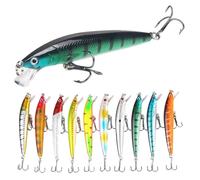 Lures de Basse, leurres de pêche 10pcs, 3, 9 Pouces 9g 3D Eyes Simulation Basse avec Crochet en Acier, 10 Couleurs Crankbait en Plastique pour la rivière du réservoir du lac d'eau salée d'eau Douce